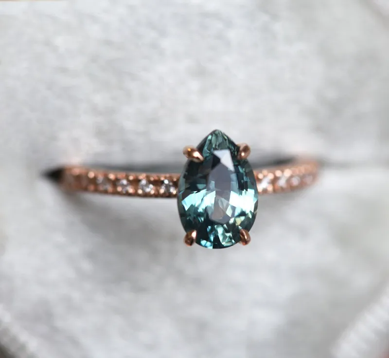 GABRIELLA TEAL SAPPHIRE DIAMOND RING vy 4
