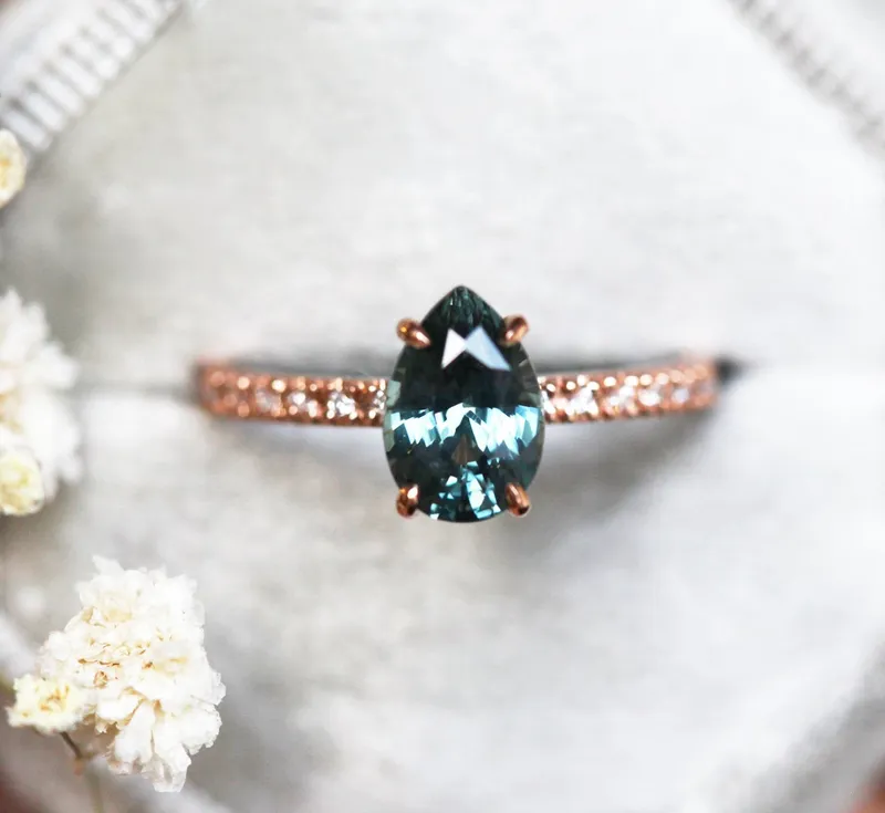 GABRIELLA TEAL SAPPHIRE DIAMOND RING vy 5