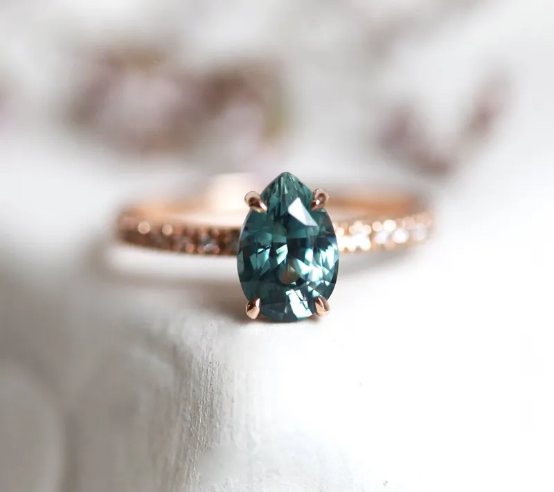 GABRIELLA TEAL SAPPHIRE DIAMOND RING vy 7