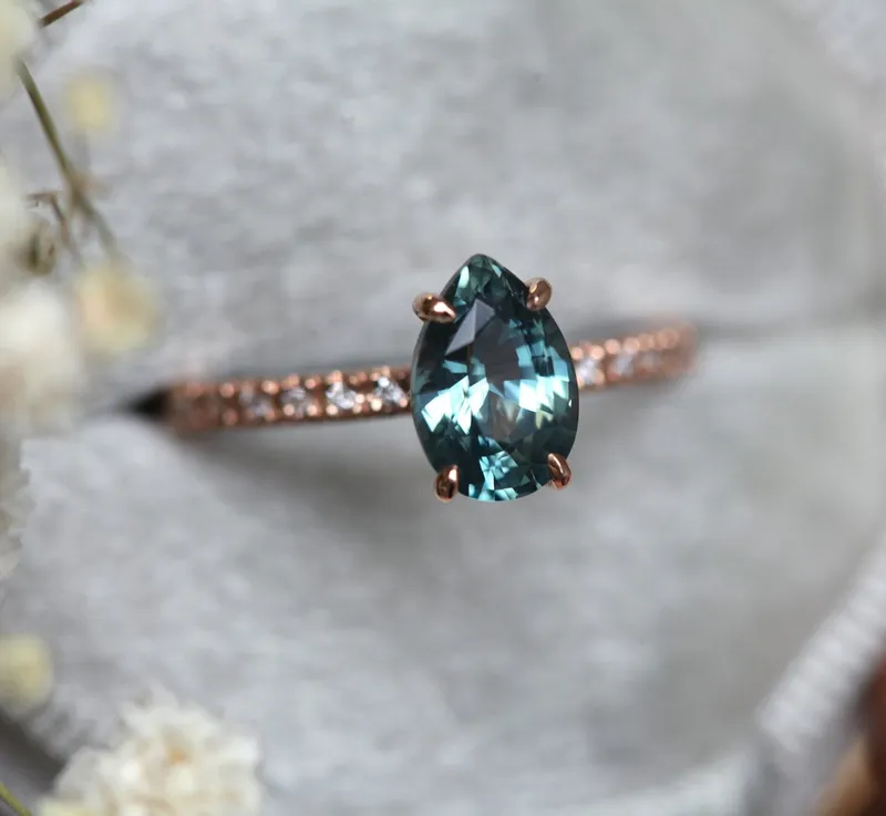 GABRIELLA TEAL SAPPHIRE DIAMOND RING vy 8