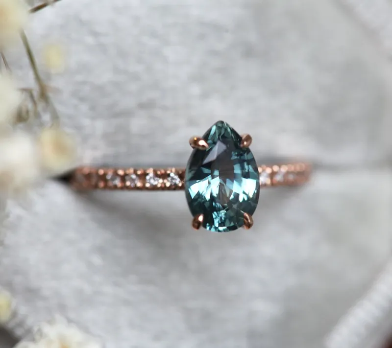 GABRIELLA TEAL SAPPHIRE DIAMOND RING vy 9