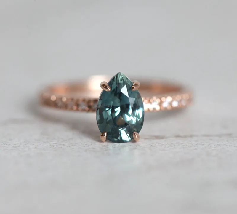 GABRIELLA TEAL SAPPHIRE DIAMOND RING sapphire pear cut engagement ring