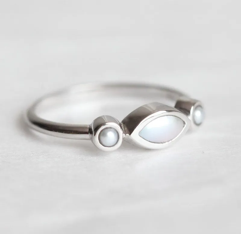 Galilea Marquise Pearl Ring With Accent Pearls vy 2