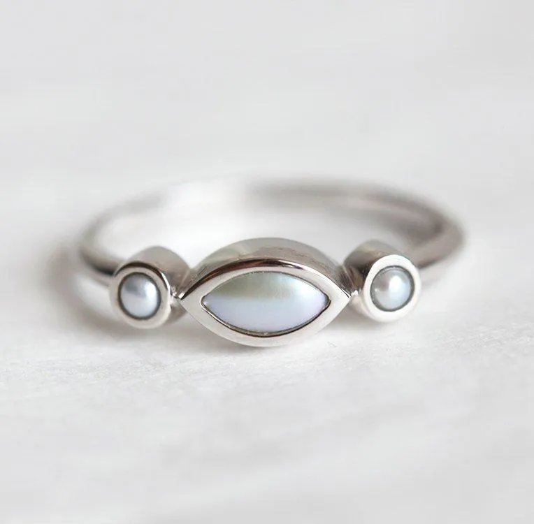 Galilea Marquise Pearl Ring With Accent Pearls vy 3