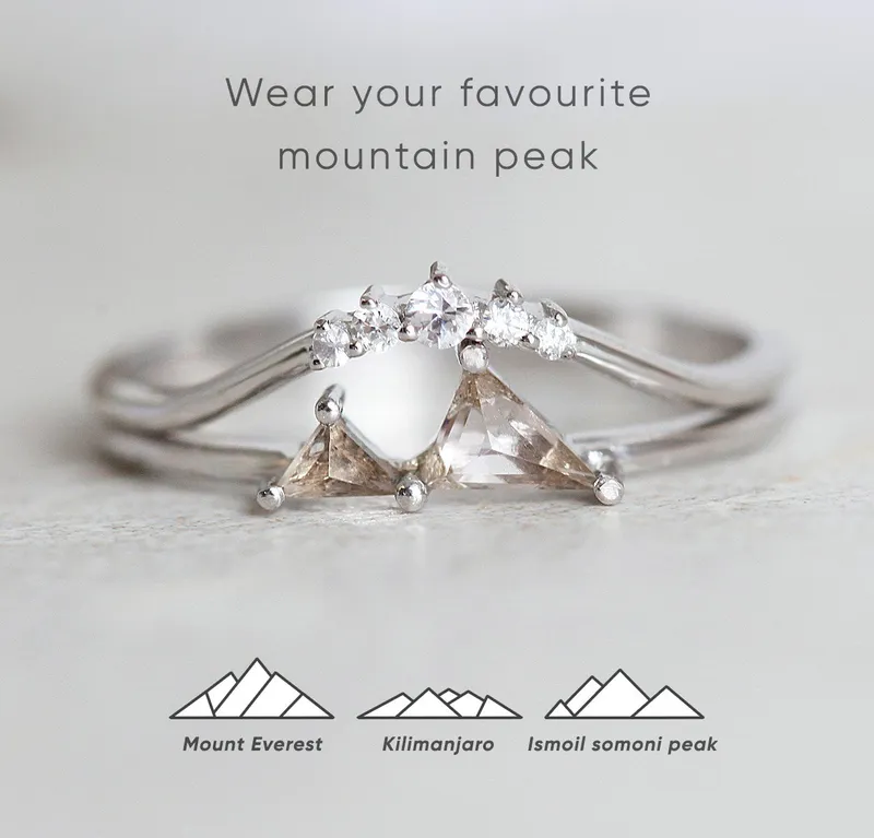 Gemstone Mountain Ring, Mountain Ring Gold sapphire round cut engagement ring