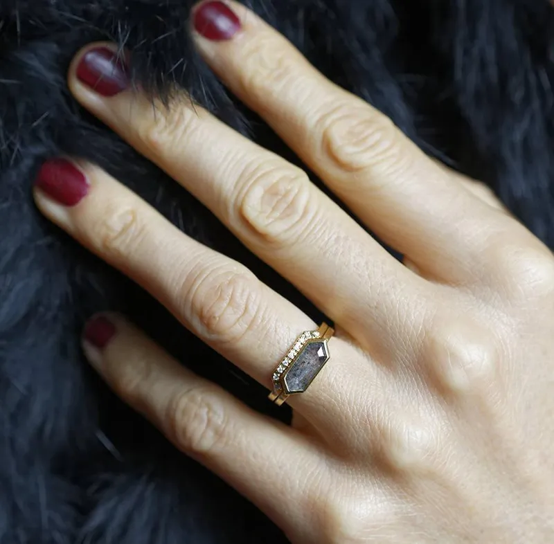 Genevive Salt & Pepper Diamond Ring Set vy 10