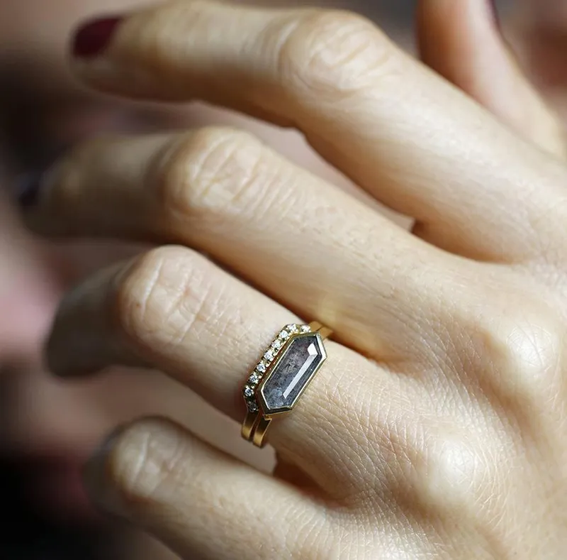 Genevive Salt & Pepper Diamond Ring Set vy 4