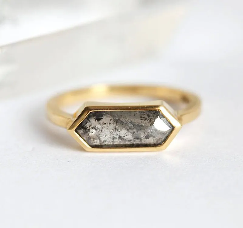 Genevive Salt & Pepper Diamond Ring Set vy 5