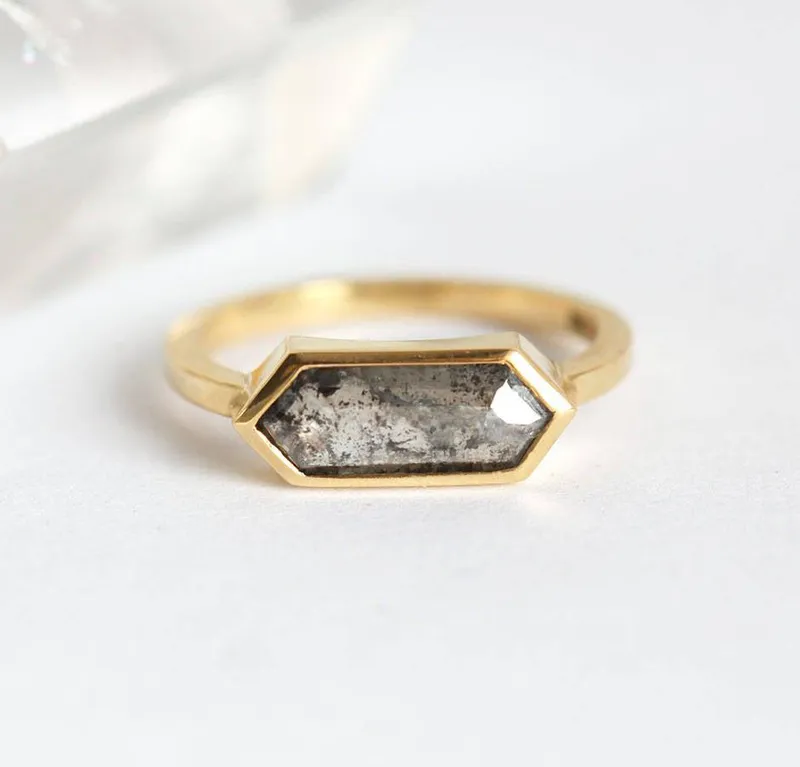 Genevive Salt & Pepper Diamond Ring Set vy 8