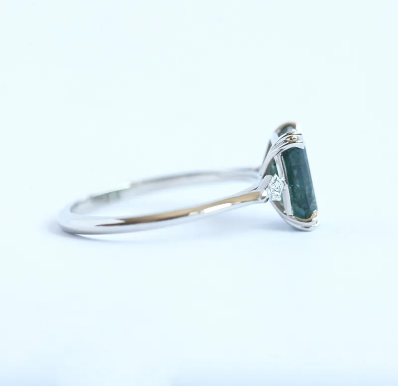 GEORGIA MOSS AGATE RING WITH ACCENT DIAMONDS view 4