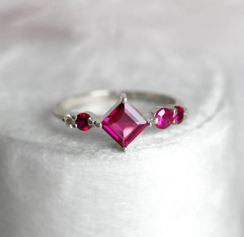 Gigi Pink Tourmaline Rubis Diamonds Cluster Ring vy 12
