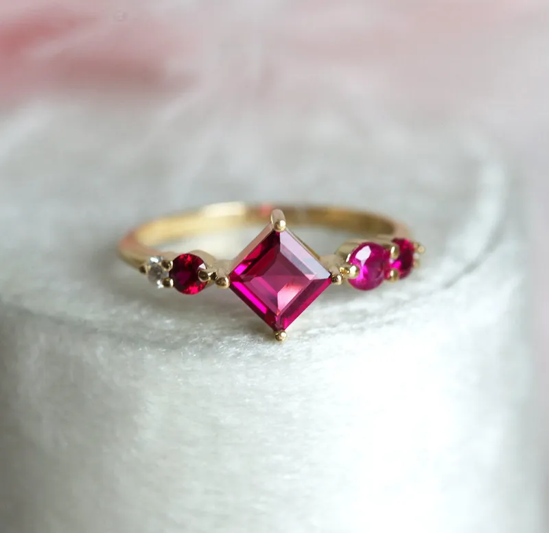Gigi Pink Tourmaline Rubis Diamonds Cluster Ring pink engagement ring