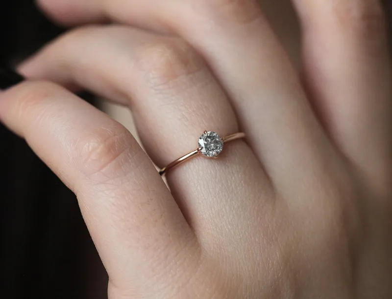 Giselle Round Salt & Pepper Diamond Ring view 2