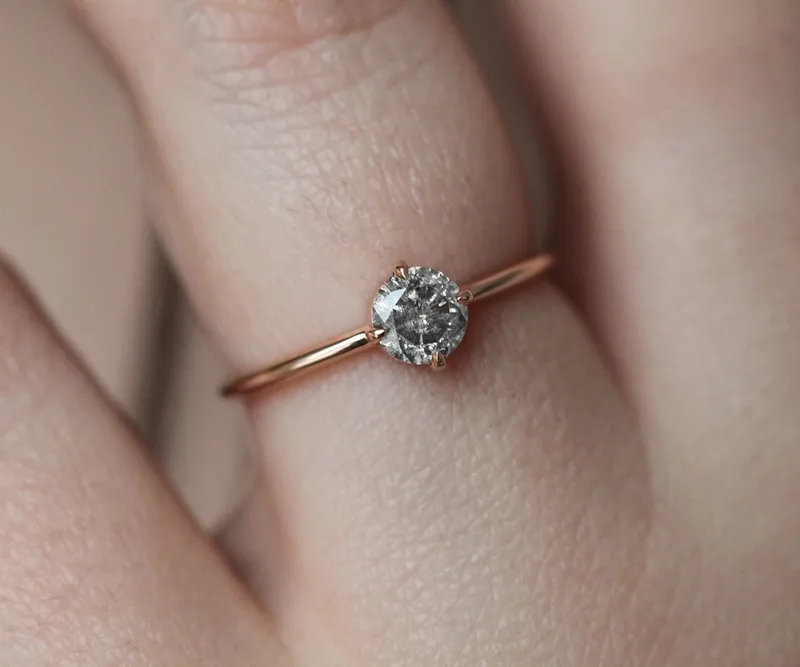 Giselle Round Salt & Pepper Diamond Ring view 4