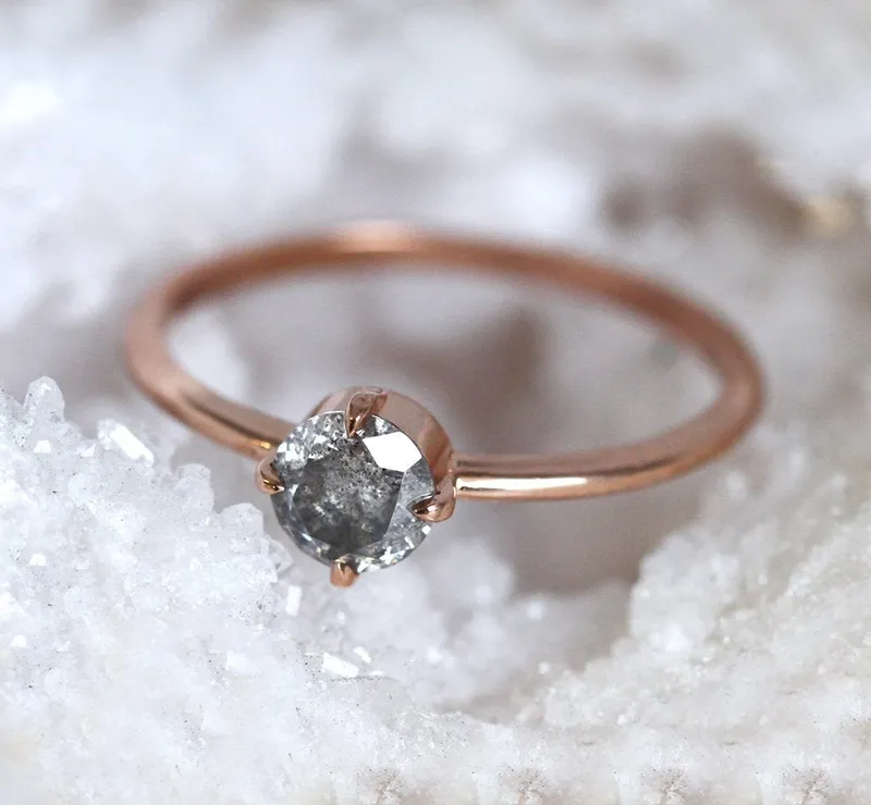 Giselle Round Salt & Pepper Diamond Ring view 5