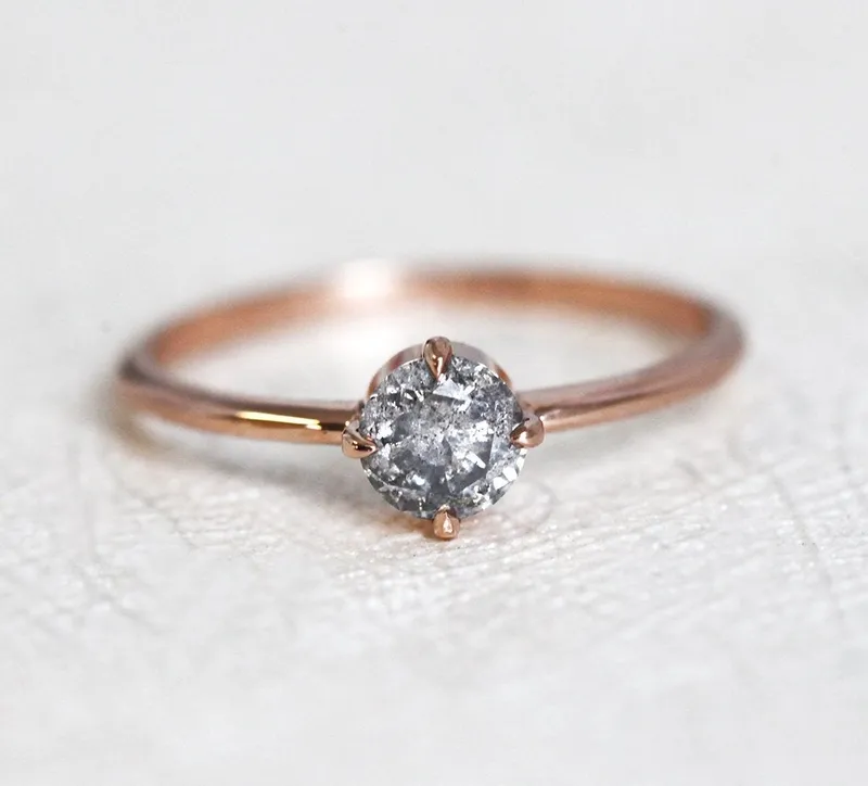 Giselle Round Salt & Pepper Diamond Ring view 7