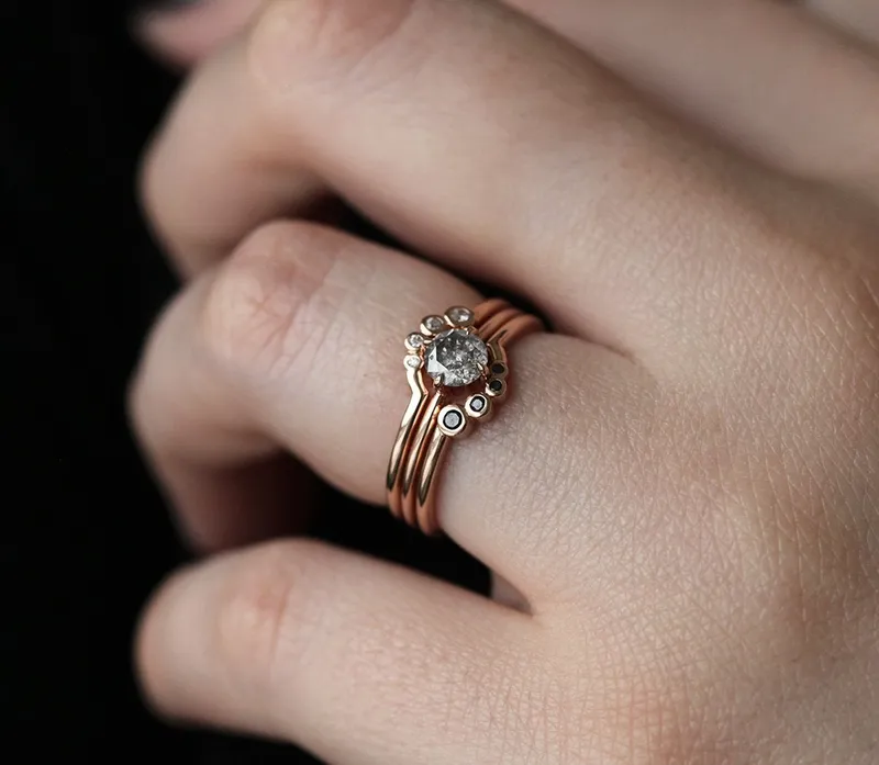 Giselle Round Salt & Pepper Diamond Ring view 9