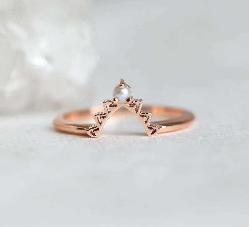 Giuliana Lace Wedding Band With Pearl view 3