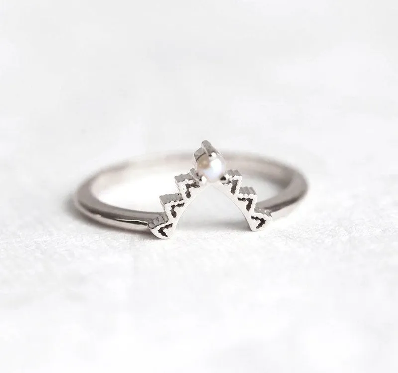 Giuliana Lace Wedding Band With Pearl view 5