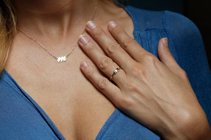 Gold Initial Ring, Dainty Initial Ring vy 2