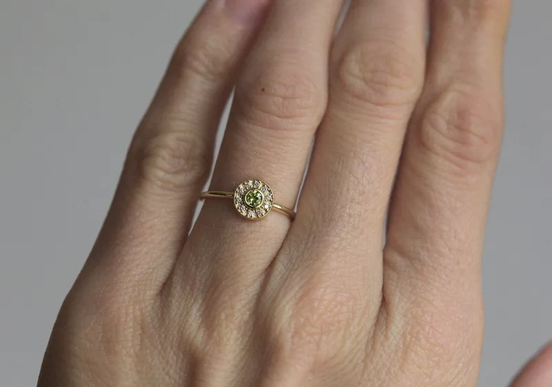 Gold Peridot Ring, Peridot Engagement Ring view 2