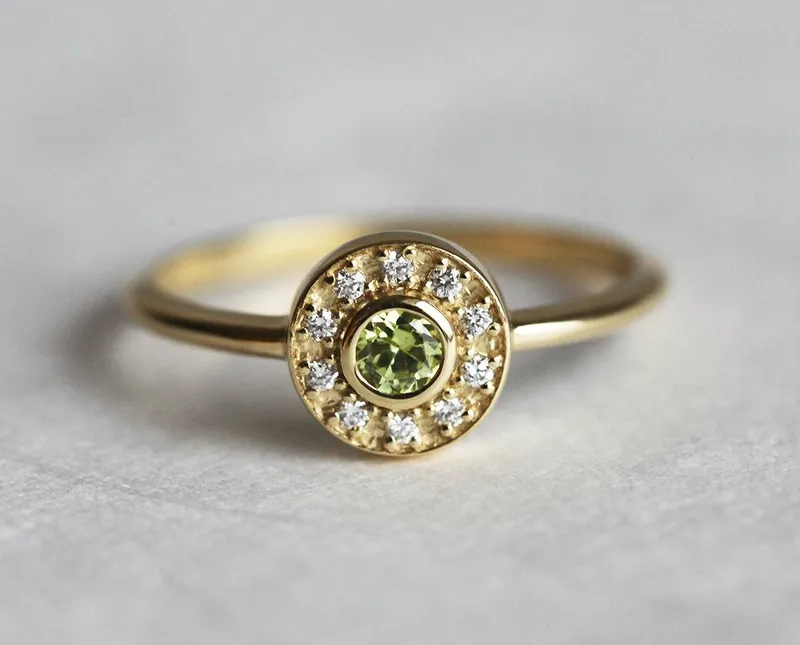 Gold Peridot Ring, Peridot Engagement Ring view 3