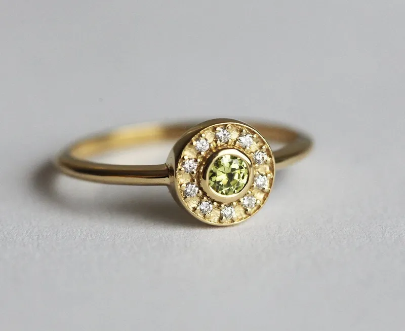 Gold Peridot Ring, Peridot Engagement Ring view 4