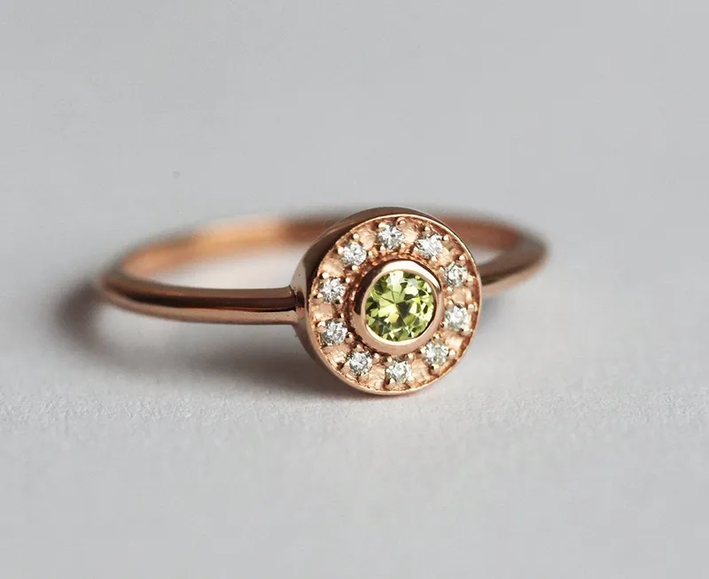Gold Peridot Ring, Peridot Engagement Ring view 6
