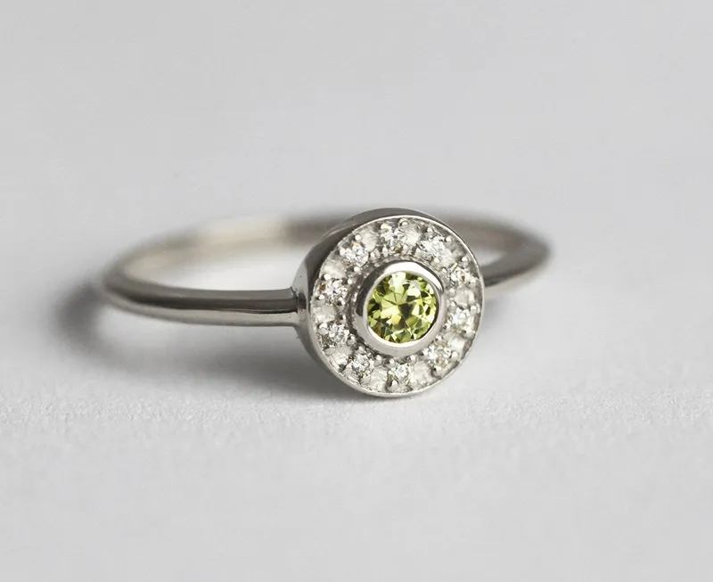 Gold Peridot Ring, Peridot Engagement Ring view 7
