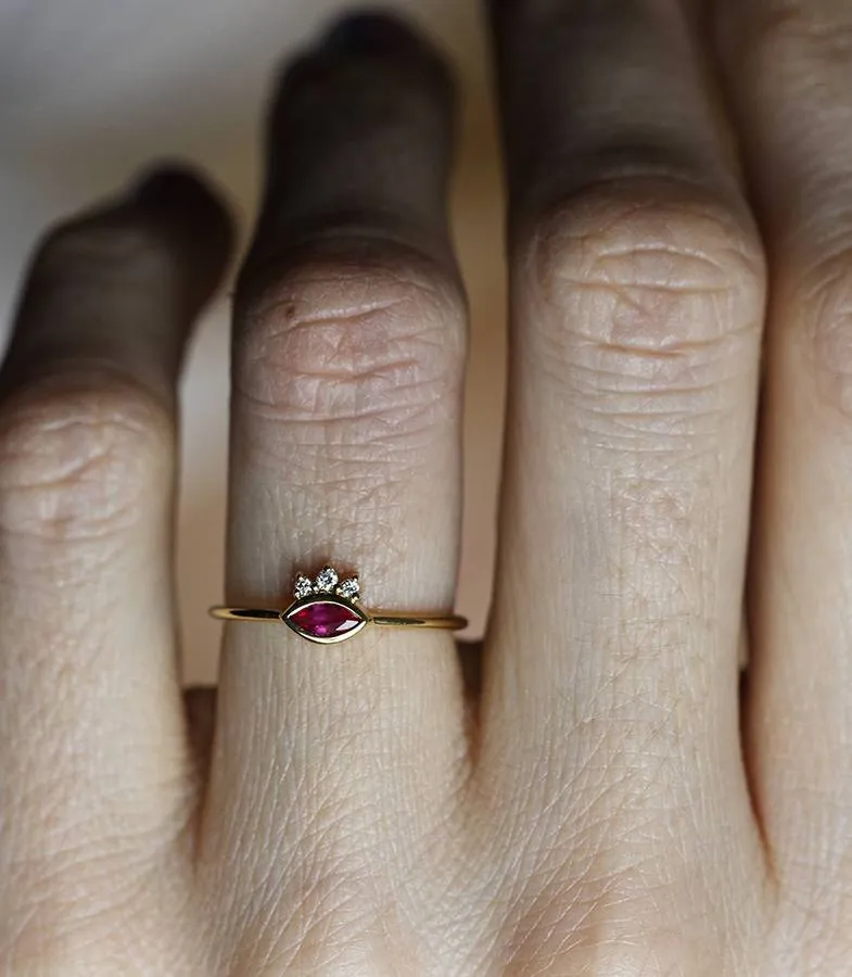 Gold Ruby Ring, Delicate Ruby Ring view 4