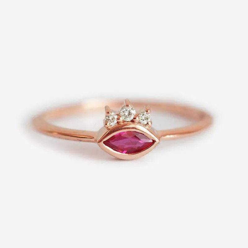 Gold Ruby Ring, Delicate Ruby Ring view 5
