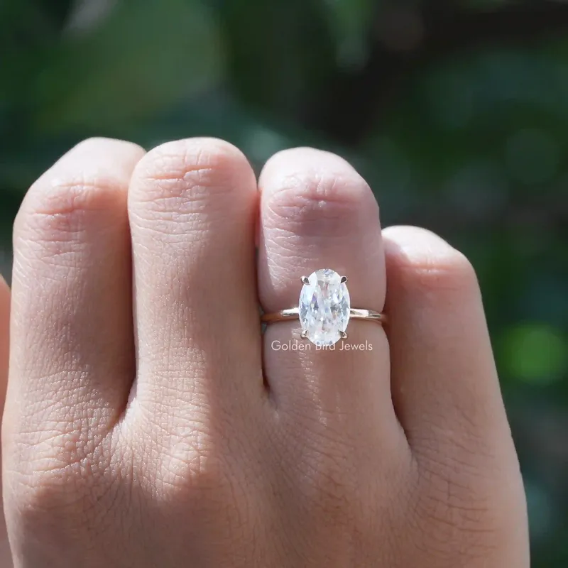 1 Carat Crushed Ice Oval Cut Moissanite Solitaire Ring vy 3
