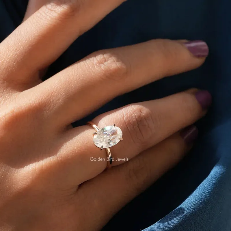 1 Carat Crushed Ice Oval Cut Moissanite Solitaire Ring vy 6