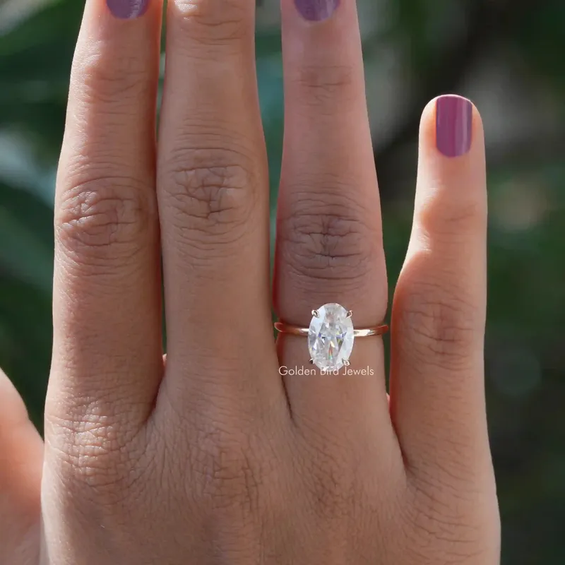 1 Carat Crushed Ice Oval Cut Moissanite Solitaire Ring vy 2