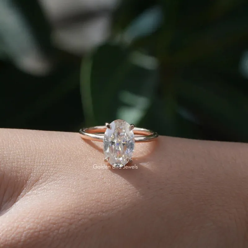 1 Carat Crushed Ice Oval Cut Moissanite Solitaire Ring vy 4