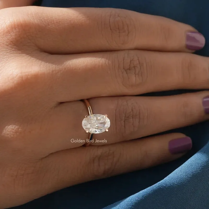 1 Carat Crushed Ice Oval Cut Moissanite Solitaire Ring vy 5