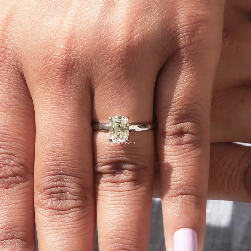 1 Carat Cushion Moissanite Solitaire Ring view 7