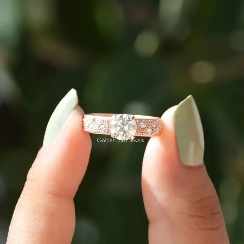 1 Carat Round Moissanite Engagement Ring round cut engagement ring