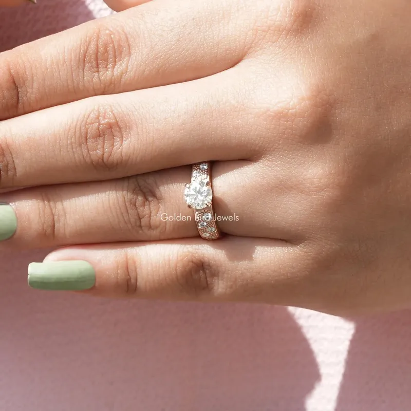 1 Carat Round Moissanite Engagement Ring view 6