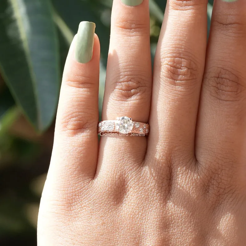 1 Carat Round Moissanite Engagement Ring view 8