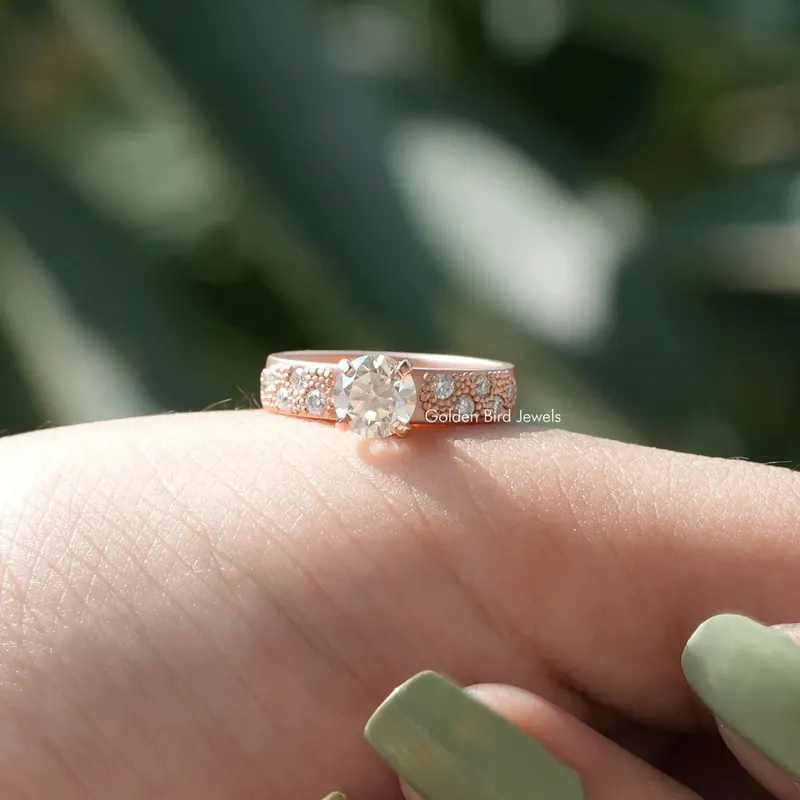 1 Carat Round Moissanite Engagement Ring view 3