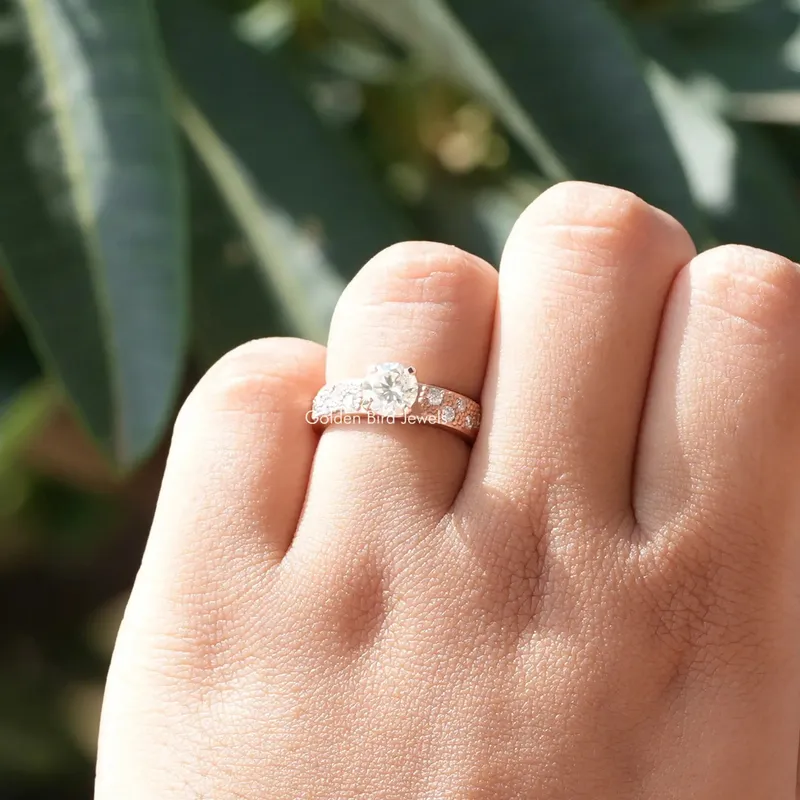 1 Carat Round Moissanite Engagement Ring view 7