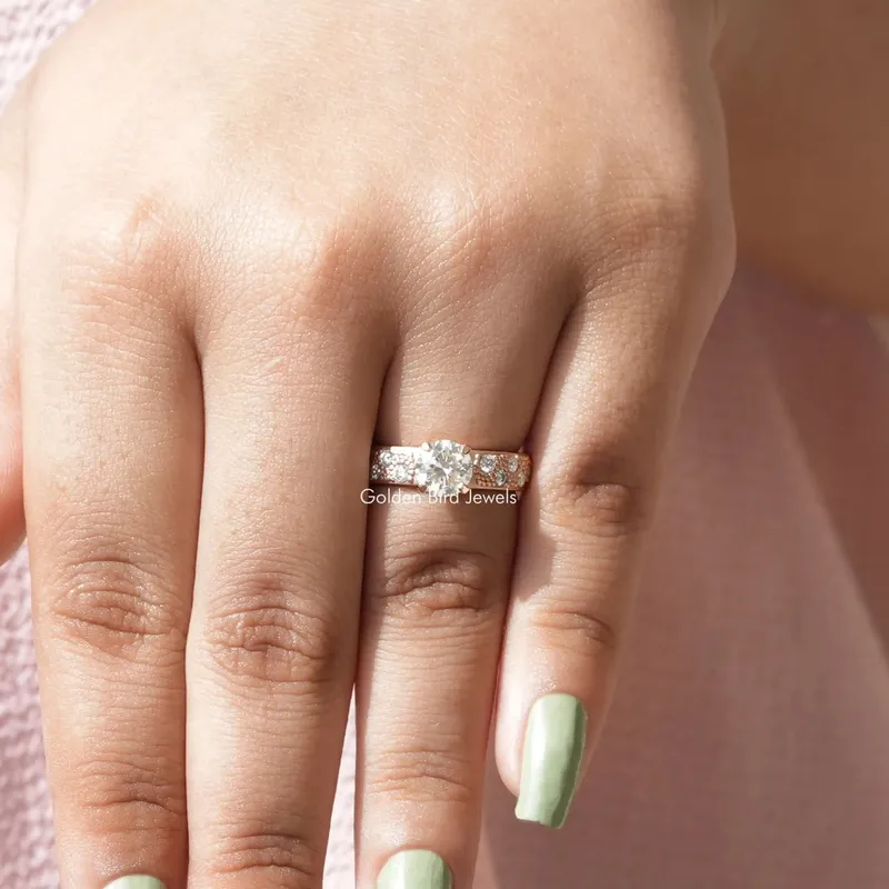 1 Carat Round Moissanite Engagement Ring view 5