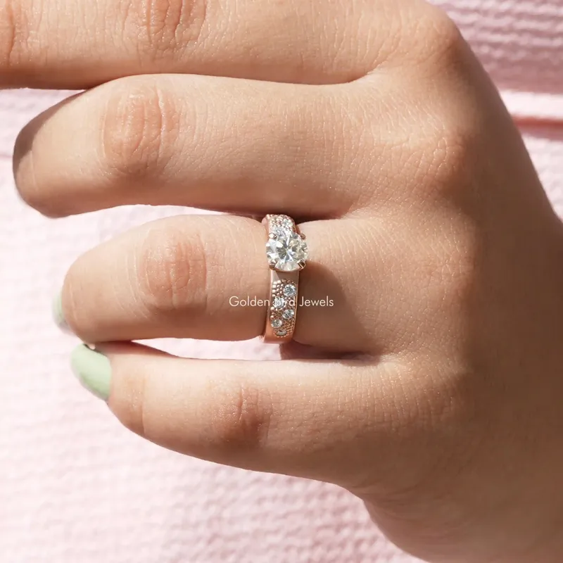 1 Carat Round Moissanite Engagement Ring view 4