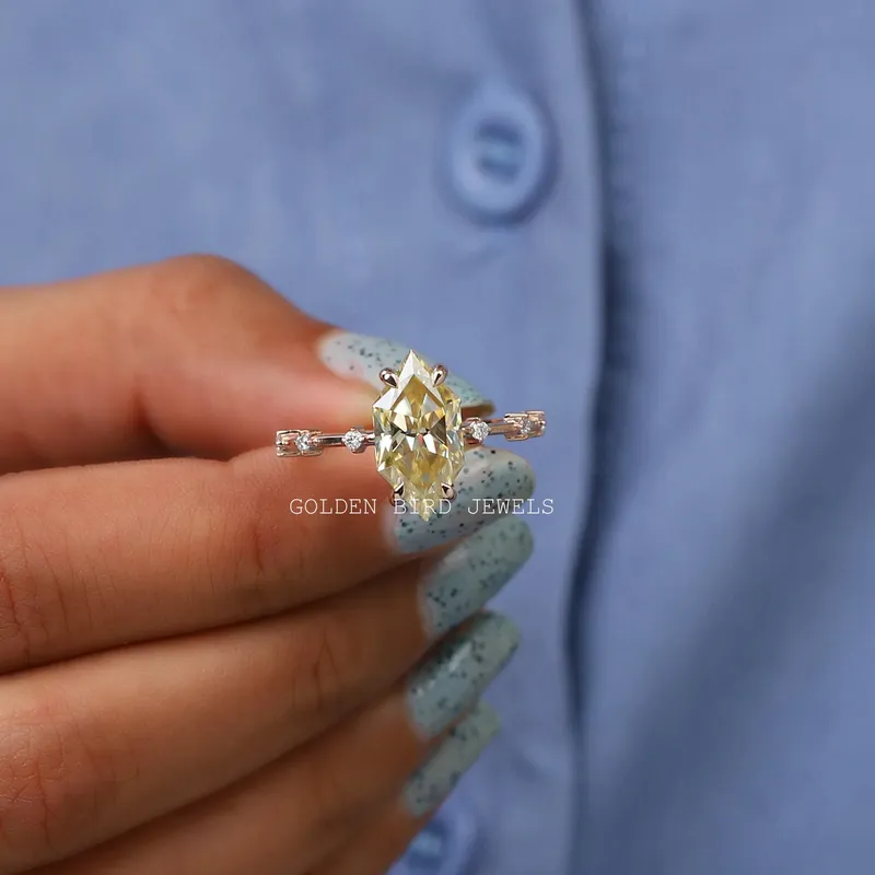 3 Carat Yellow Dutch Marquise Moissanite Ring vy 4