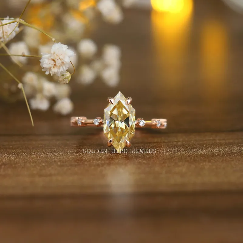 3 Carat Yellow Dutch Marquise Moissanite Ring yellow engagement ring