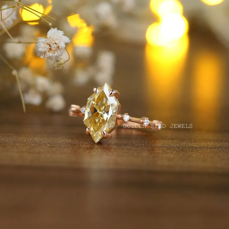 3 Carat Yellow Dutch Marquise Moissanite Ring vy 7
