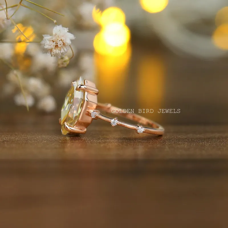 3 Carat Yellow Dutch Marquise Moissanite Ring vy 8