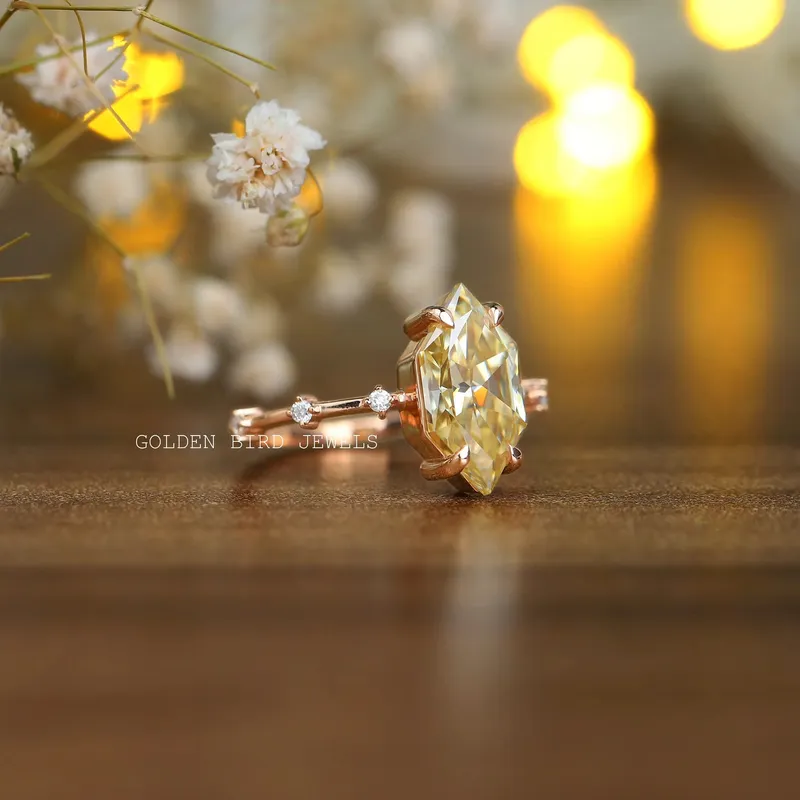 3 Carat Yellow Dutch Marquise Moissanite Ring vy 6