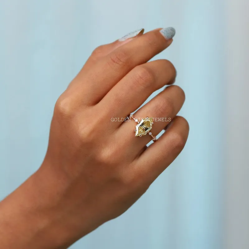3 Carat Yellow Dutch Marquise Moissanite Ring vy 2